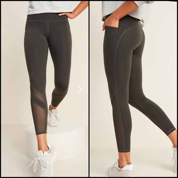 ON Black Elevate High-Rise Go-Dry Side-Pocket Mesh Compression 7/8 Ankle Legging - Picture 5 of 9